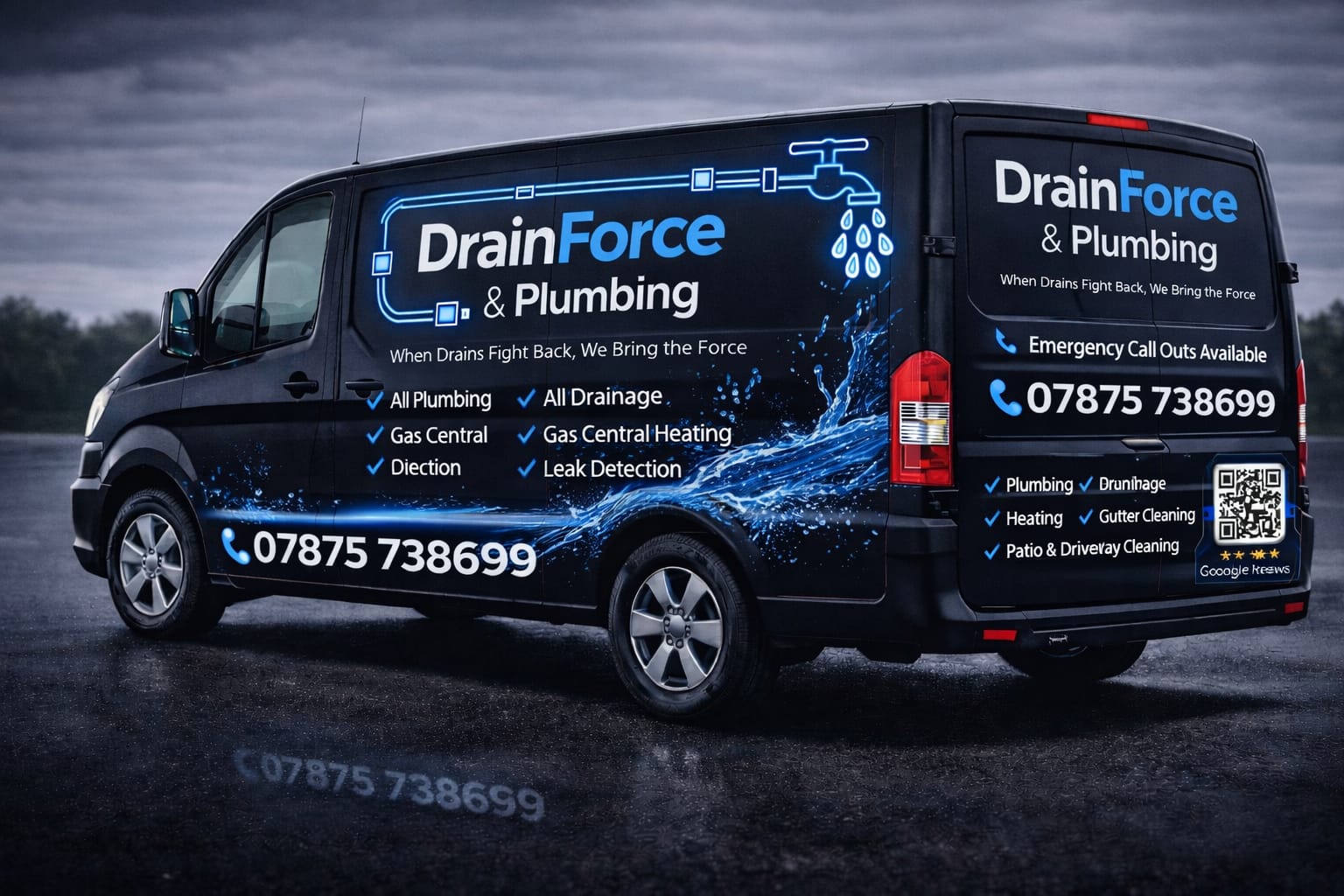 Drain Force & Plumbing branded service van